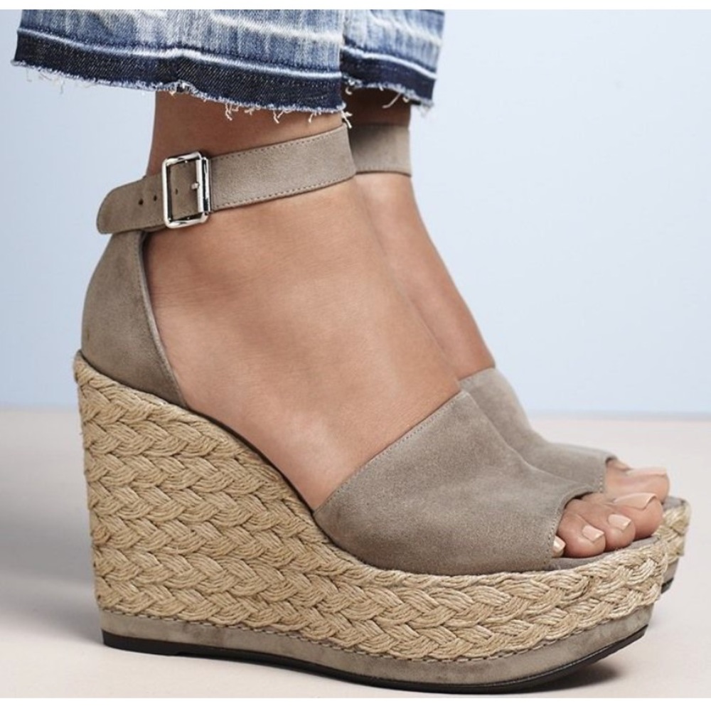Stuart Weitzman Gray Brown Platform Sandals